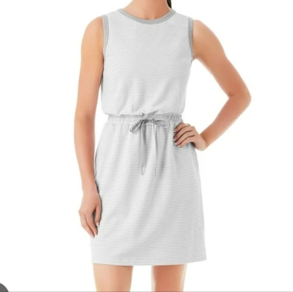 Members Mark Striped Gray tank Dress Sleeveless Size Large